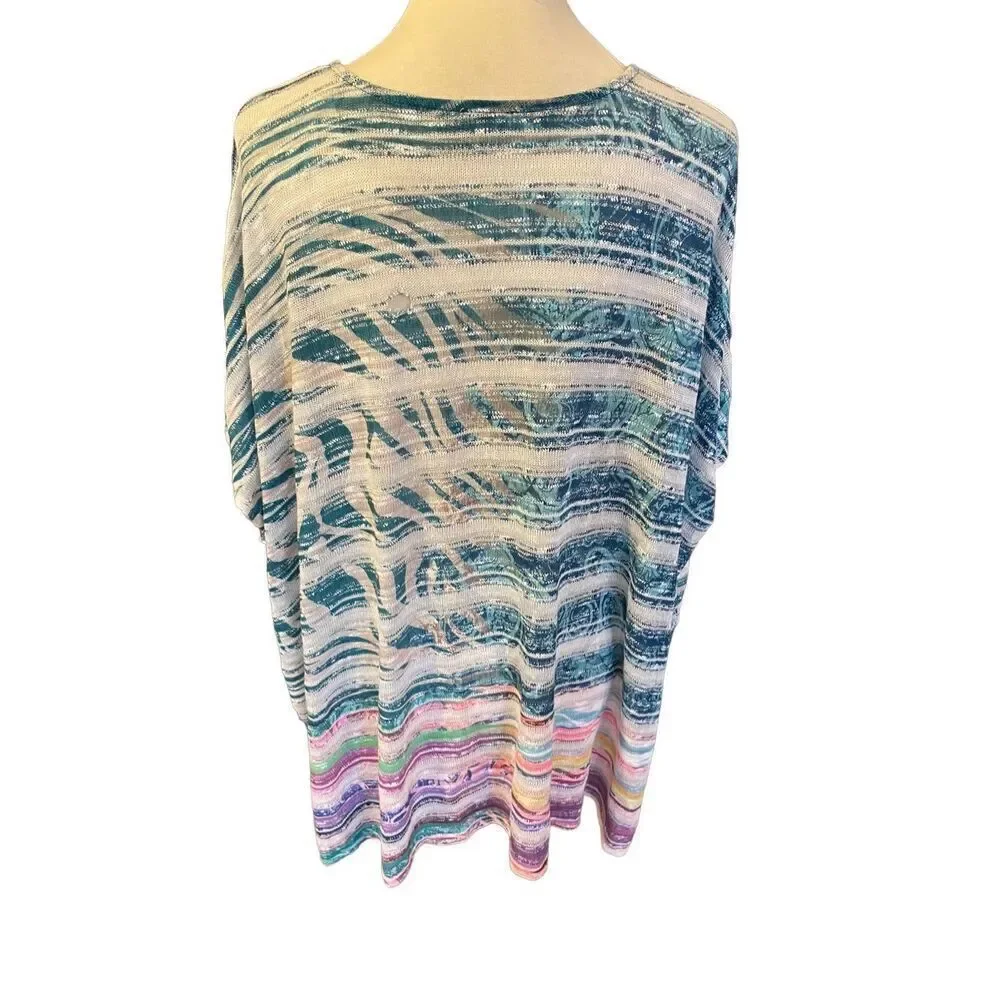 Avenue Womens Sweater Batwing Sleeve Scoop Neck Stretch Multicolor Size 18/20